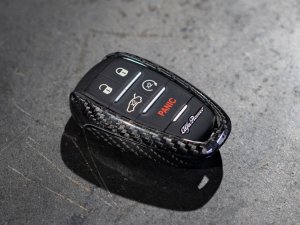 Alfa Romeo Giulia Key Fob Cover  - Carbon Fiber - Black w/ QV Logo